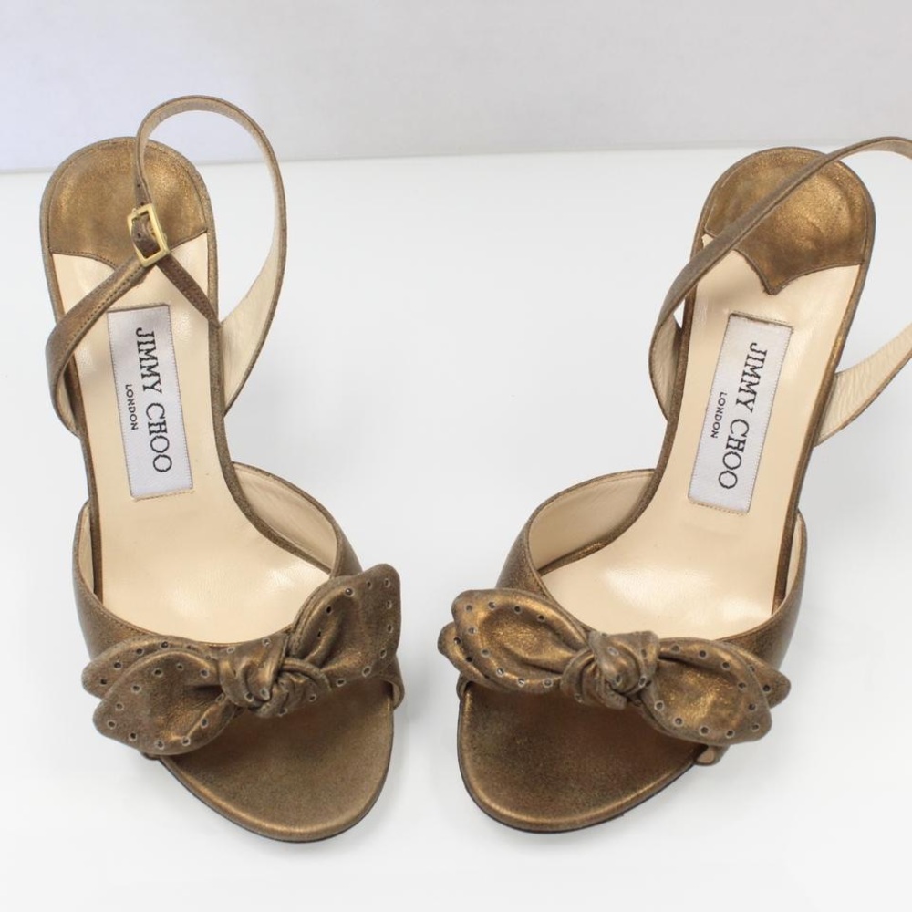 Jimmy Choo Metallic Bronze Leather Josie Heels
